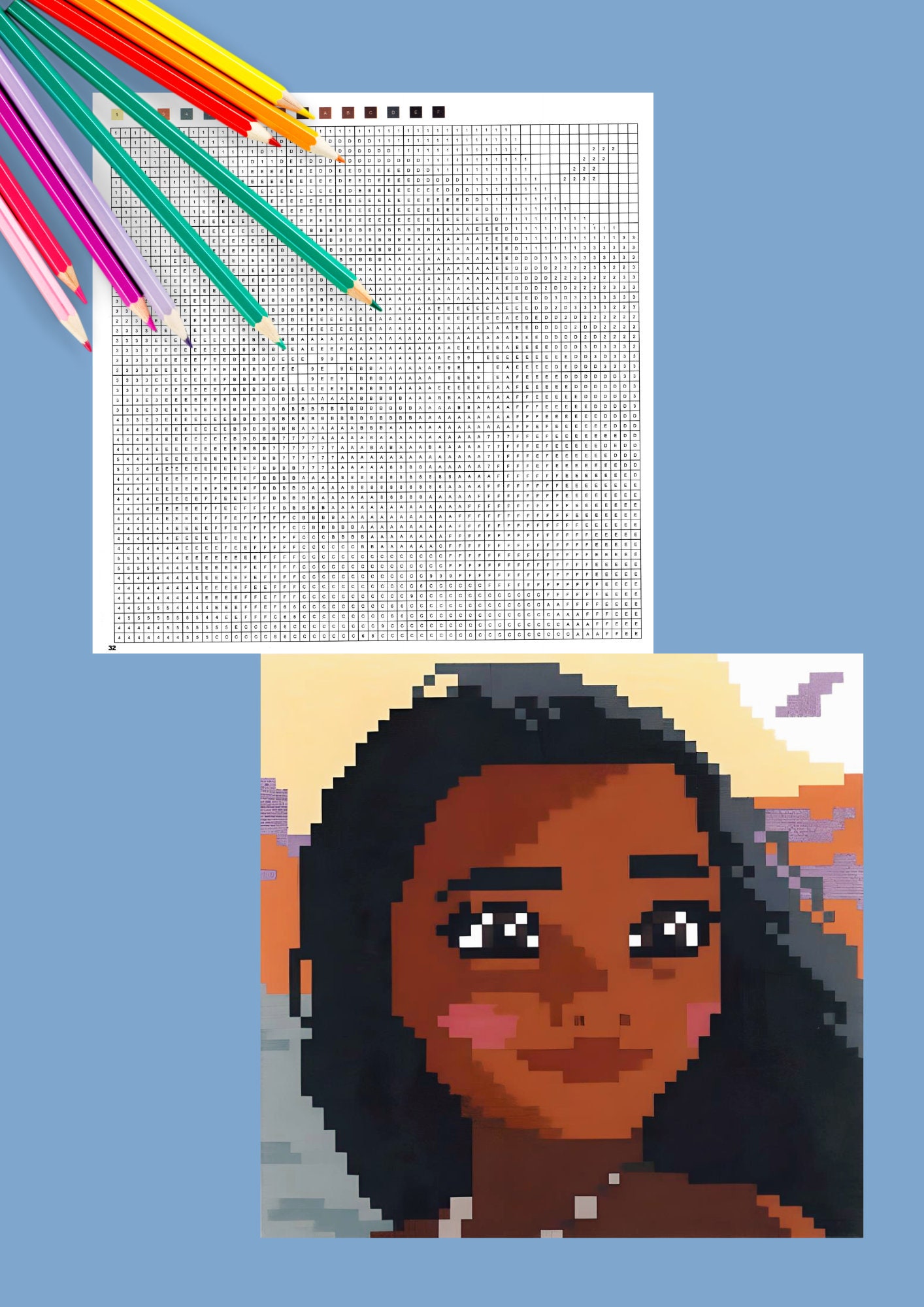 Coloring Book Color by Number Squares Printable PDF Instant Digital