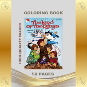 Lord of the Rings Coloring Book Printable PDF Instant Digital Download 58 Pages to Color Vintage Retro 1979 DIY Cartoon TV Book Art Family