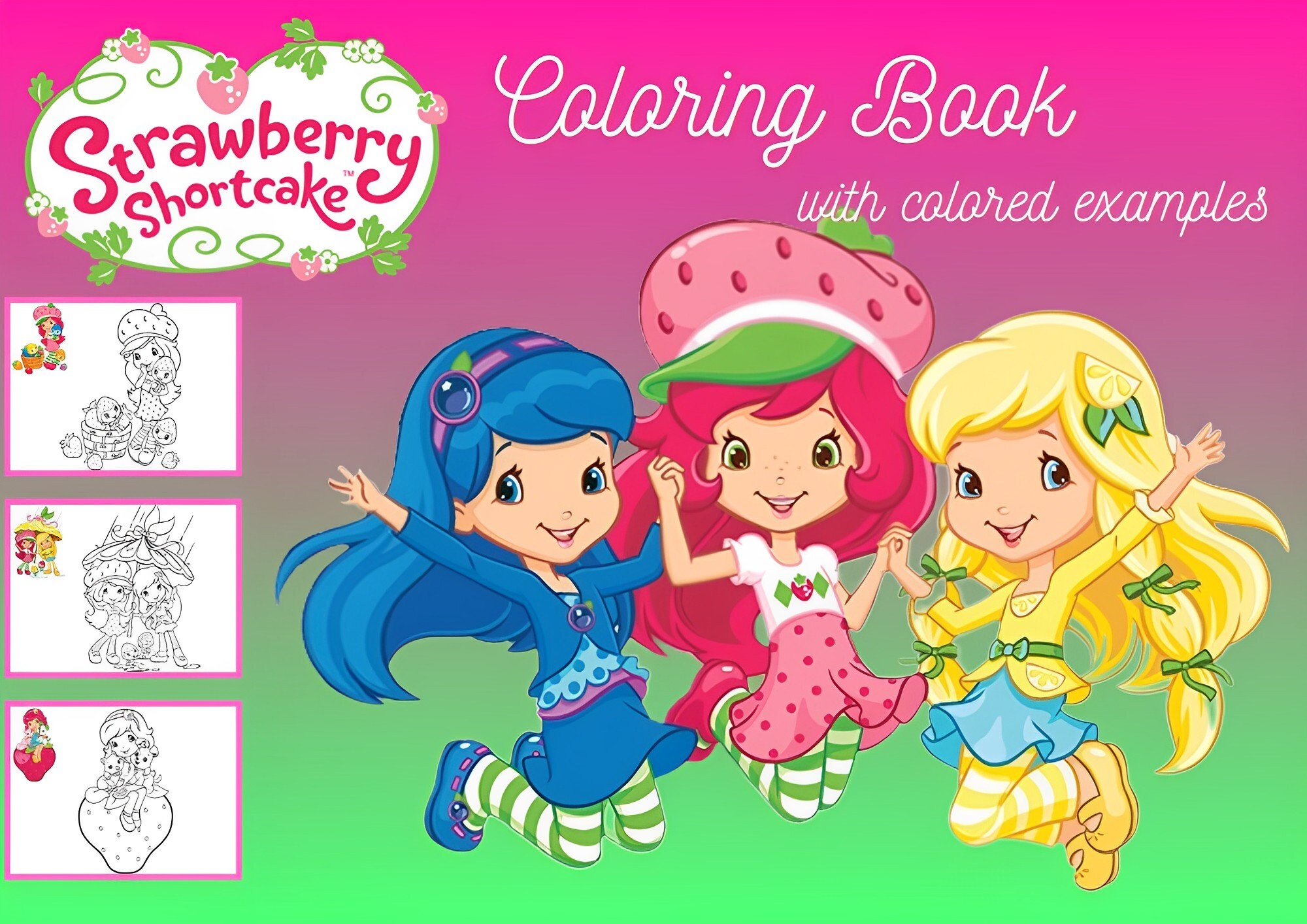 Coloring Book Strawberry Shortcake 22 Pages with Colored Examples 