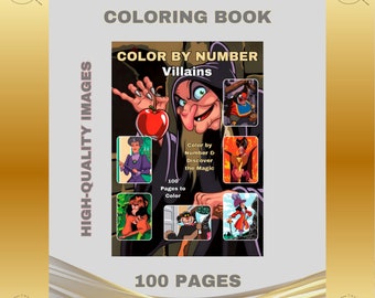 Color by Number 100 Pages to Color Printable PDF Instant Digital Download Retro Vintage DIY Art Fun Villains Adult