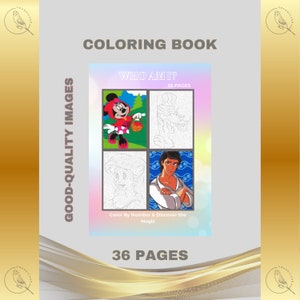 Coloring Book Color By Number 36 Pages to Color Printable PDF Instant Digital Download Kids Children Adult Cartoon Funny Art Indoor Fun