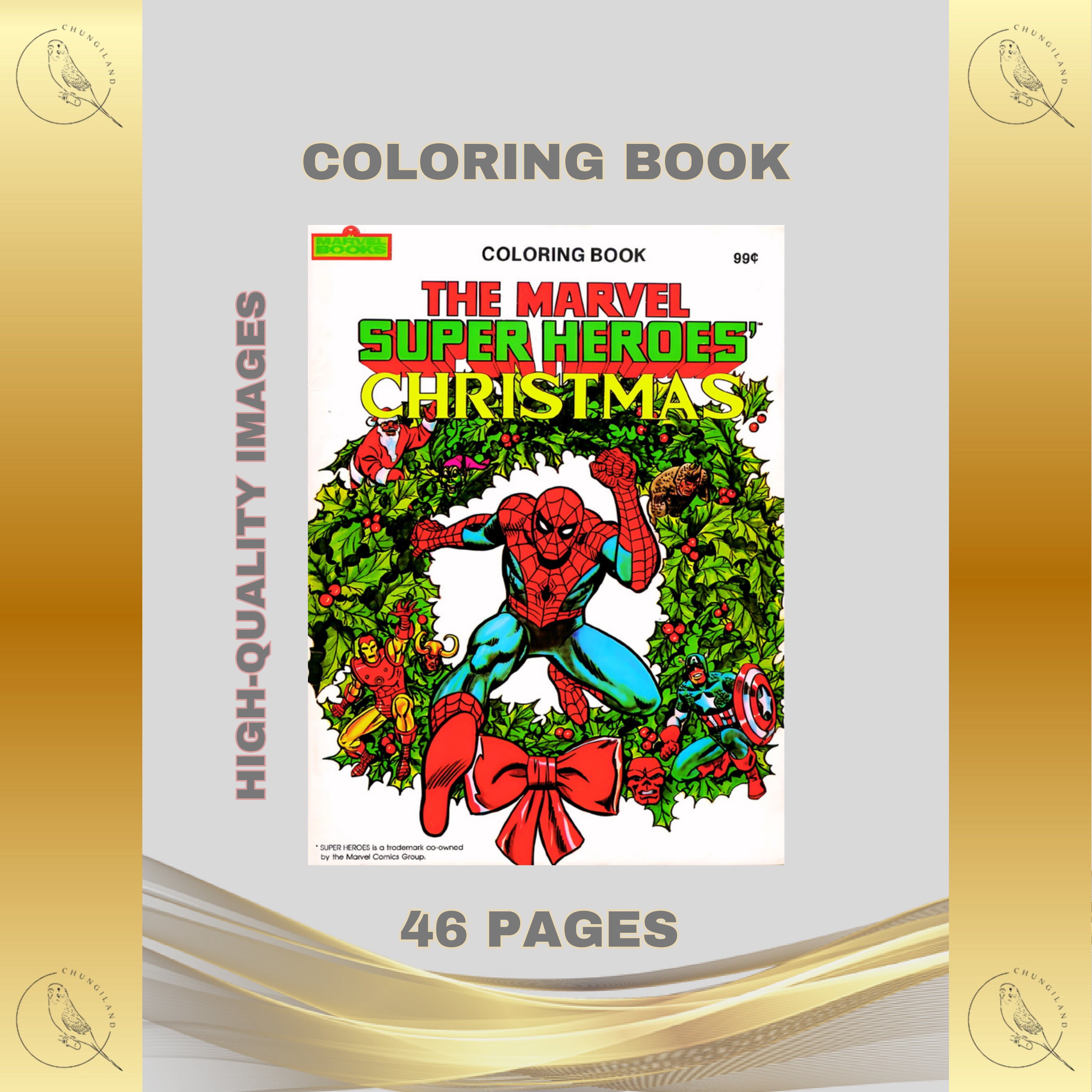 Vintage Coloring Book Super Heroes' Christmas 46 Pages to Color ...