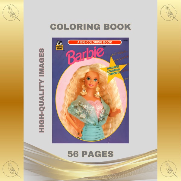 Coloring Book Barbie 56 Pages to Color 1994 Printable PDF Instant Digital Download Colouring Retro Vintage DIY Crayons Art Fun Doll Indoor