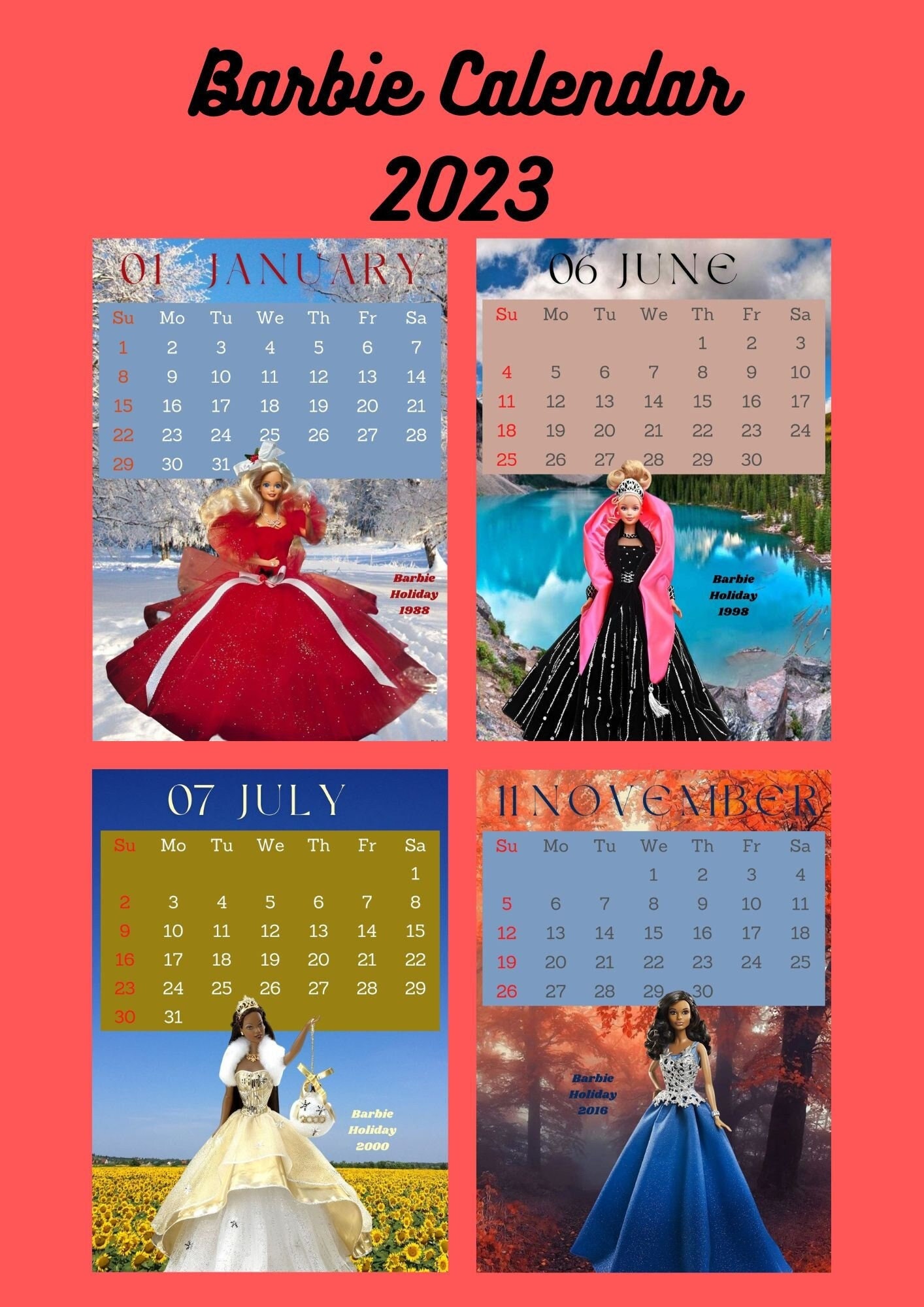 Calendar 2023 Barbie - Etsy Calendar 2023 Barbie - Etsy