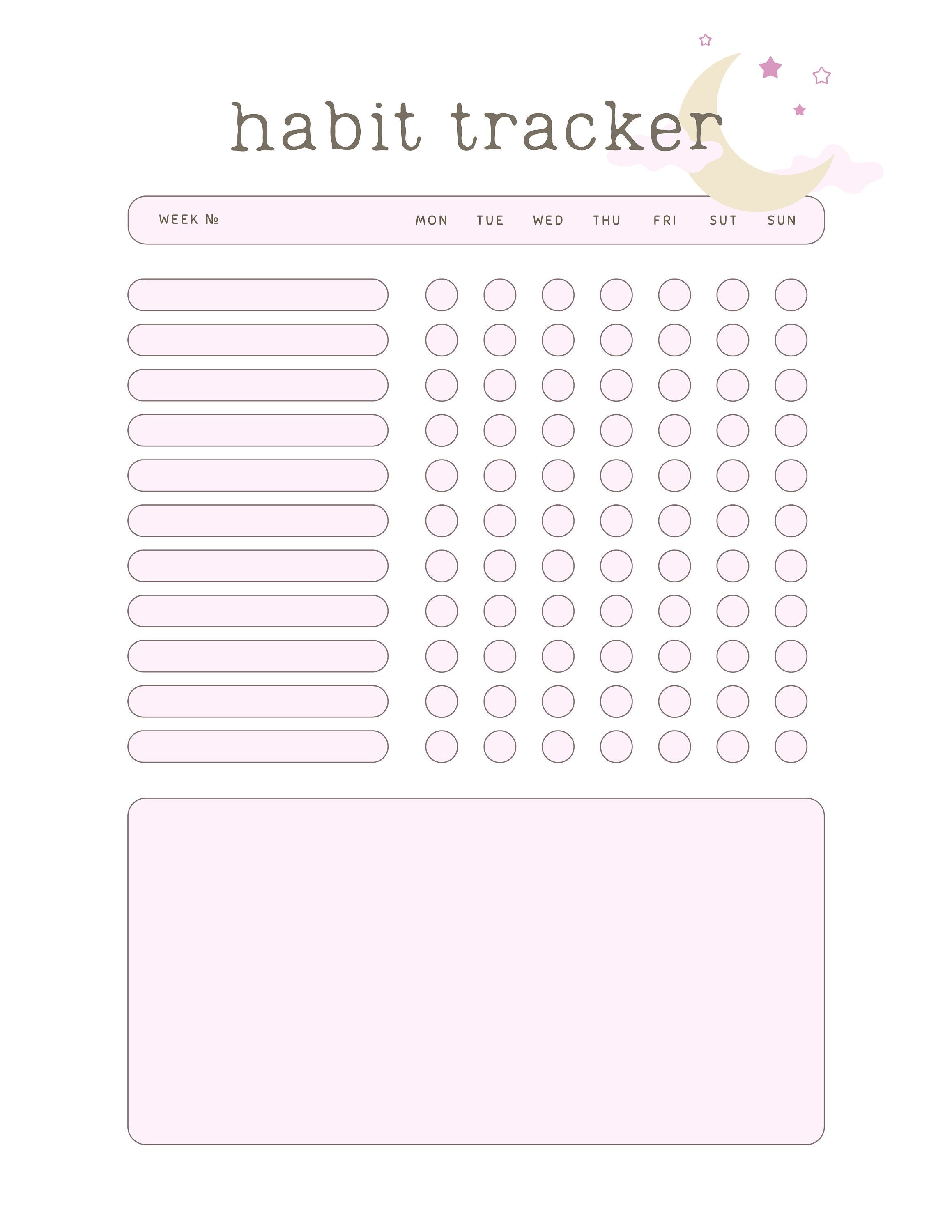 Cute Habit Tracker Digital Download, Pastel Neutral Aesthetic Etsy