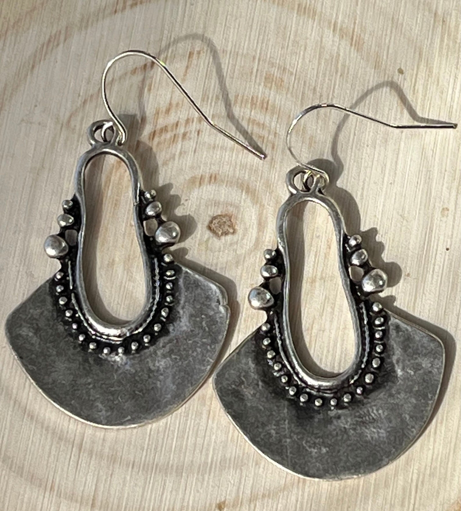 White - German Silver-Plated Ethnic Drop Earrings 82
