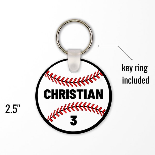 Personalized Baseball sports bag tags keychains name tags team gift End-of-season gift for players and coaches unique gift idea small bulk