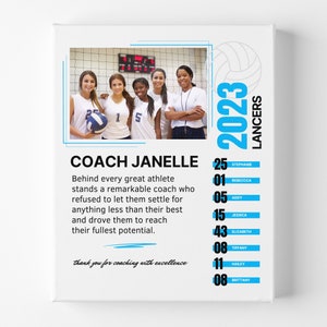 Volleyball Coach Canvas Custom appreciation Thank You Gift from Team End of Season Unique Gift Idea with Photo Wall Art Personalized