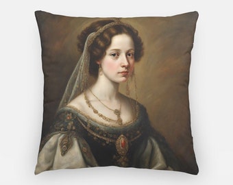 Taie d'oreiller décorative portrait de princesse médiévale