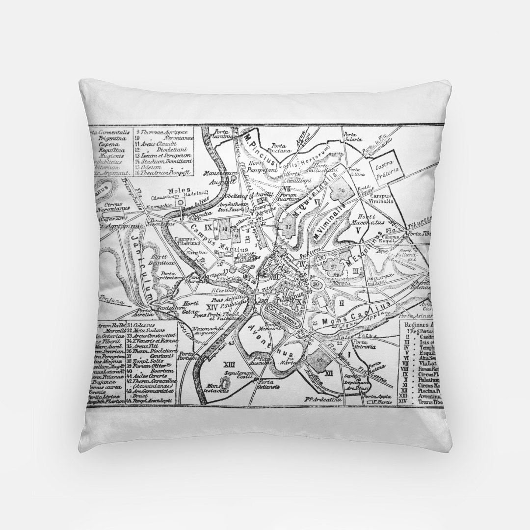 Ancient Rome Map Exile From the Temple Vintage Book Art Accent Pillow ...