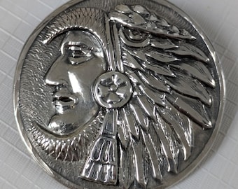 Broche Ancienne Argent Massif 925 - Art Déco / Nouveau - Création Mexique Ethnique