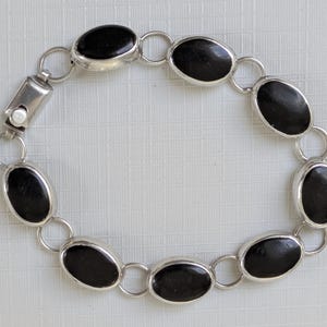 Vintage Mexican Silver Bracelet Black Onyx - Etsy