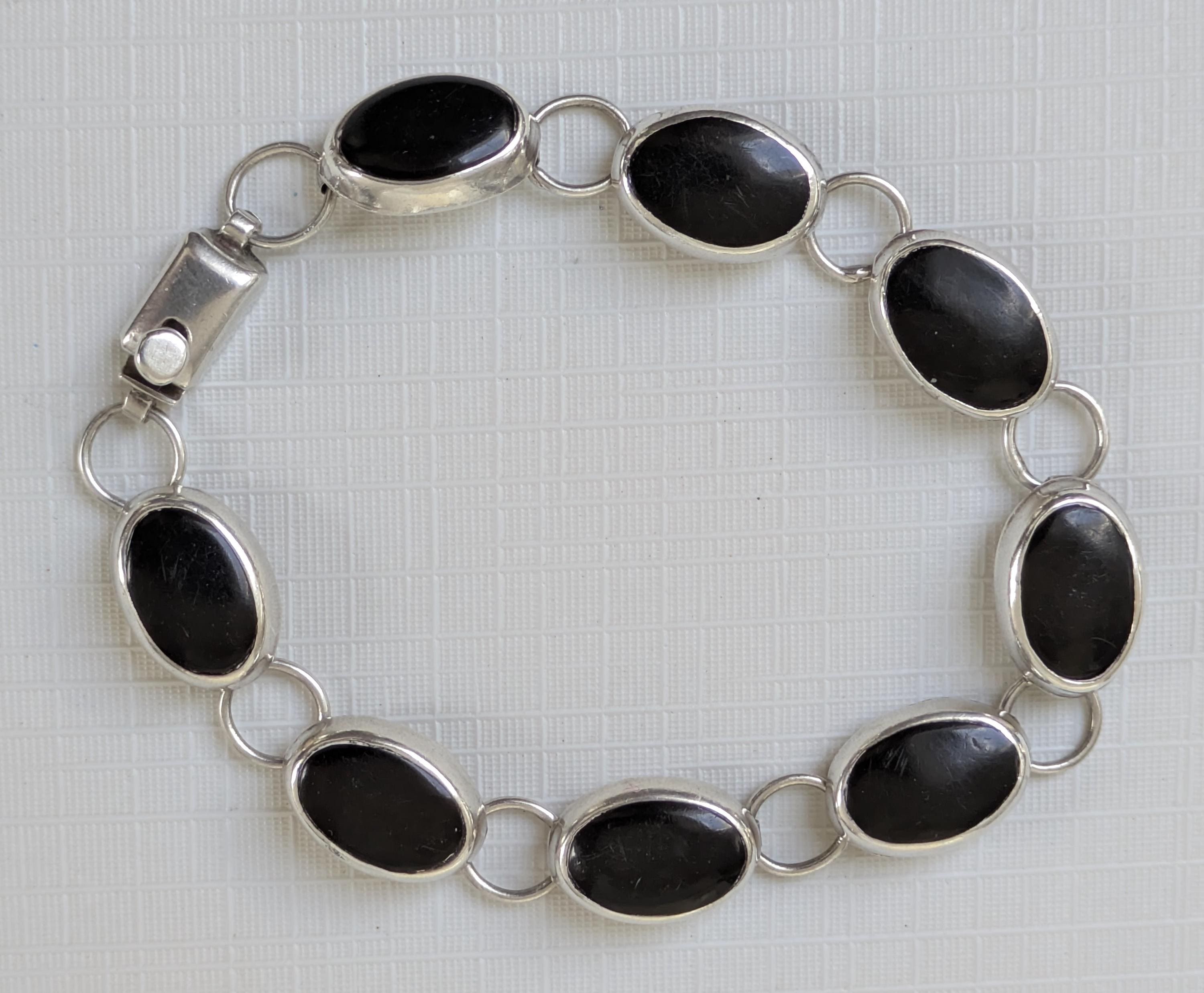 Vintage Mexican Silver Bracelet Black Onyx - Etsy