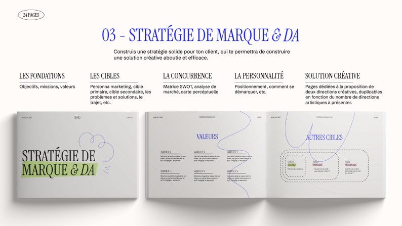 Set of templates in French for freelance graphic designer customer journey, graphic charter, brand strategy, process, concept portal image 5