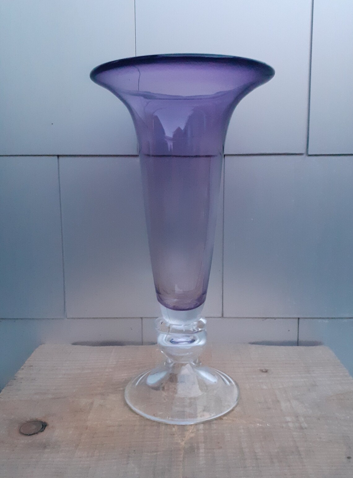 Purple Vase Vintage Glass Etsy UK