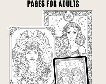 12 Zodiac Women Coloring Pages (Printable PDF)