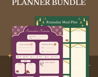 Bundle Ramadan Planner and Meal Planner, Prayer Tracker, Suhoor & Iftar Organizer | PDF Instant Download