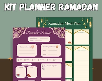Bundle Ramadan Planner and Meal Planner in Frensh, Prayer Tracker, Suhoor & Iftar Organizer