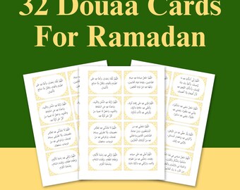 Arabic Ramadan Douaa Cards | 32 Printable Cards