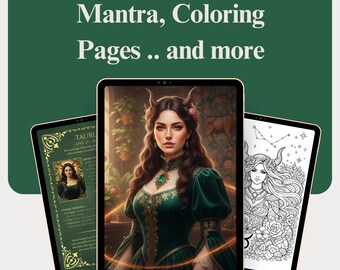Taurus Bundle – Mantra, Coloring Pages, Portrait & Phone Wallpapers | Zodiac Astrology Printables