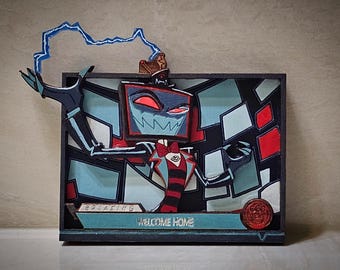 Vox Welcome Home ブラックライト反応型手描き木製冷蔵庫マグネット（ハズビン・ホテルにインスパイアされたデザイン）