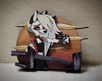 Schadenfreude Loona の手描き木製ピン/チャーム/マグネット (Helluva Boss にインスパイアされた)