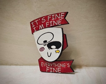 Shift Manager Gangle "not having any kind of crisis" handpainted wooden pin/magnet/charm (inspired by The Amazing Digital Circus)