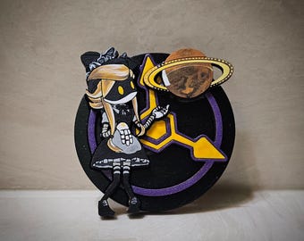 Absolute Cyn blacklight reactive handpainted wooden backpack charm/magnet/pin (inspired by Murder Drones)