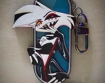 Poison Angel handpainted solid wood charm/pin/magnet (inspired by Hazbin Hotel)