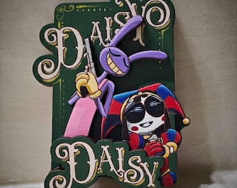 Daisy Bell Jax and Pomni handpainted charm/pin/magnet (inspired by The Amazing Digital Circus)
