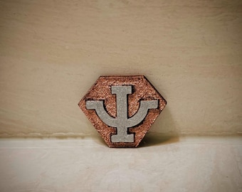 Psi Corps handpainted wooden button pin (inspired by Babylon 5)