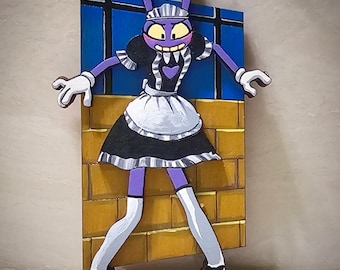 メイド・ジャックスの手作り木製ピンバッジ／チャーム／マグネット（The Amazing Digital Circusにインスパイアされたデザイン）