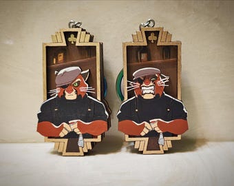 ヴィクトルのミリオンダラースマイル両面手描き木製チャーム（ラカデイジーにインスパイアされた）