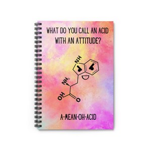 Funny Science Lab Notebook: A-Mean-Oh-Acid, Ruled Line