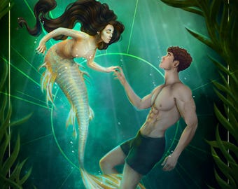 LÁMINA ARTÍSTICA - Sirena + Nadador Rescatista