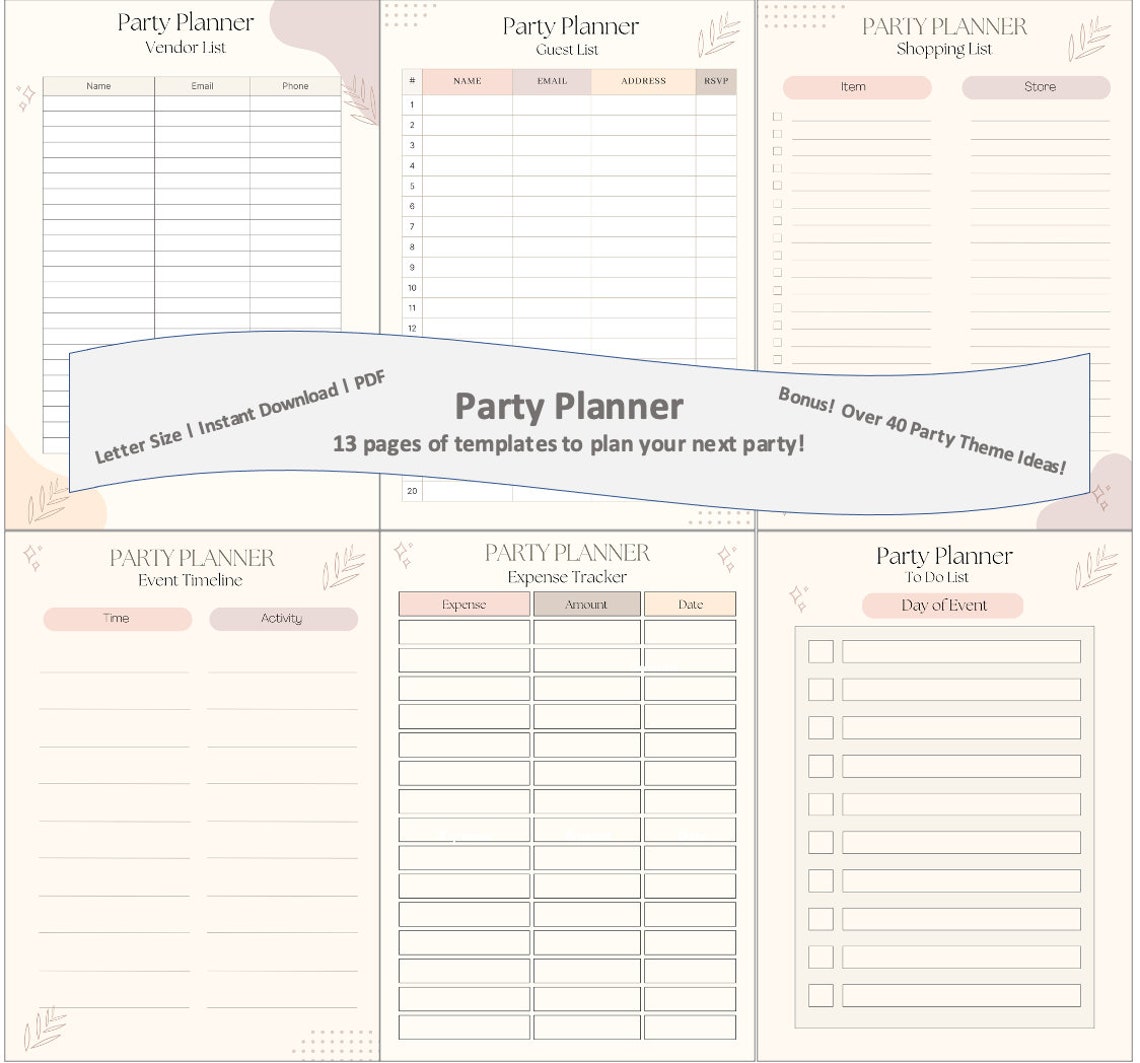 Printable Birthday Planner | Party Planner | Event Organizer | Event ...