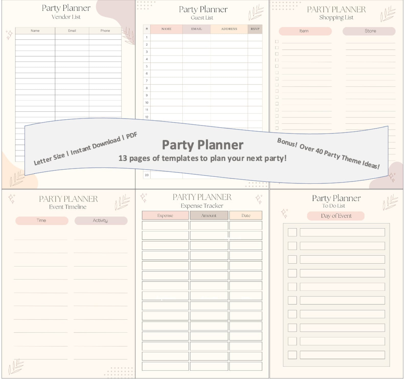 Printable Birthday Planner | Party Planner | Event Organizer | Event ...