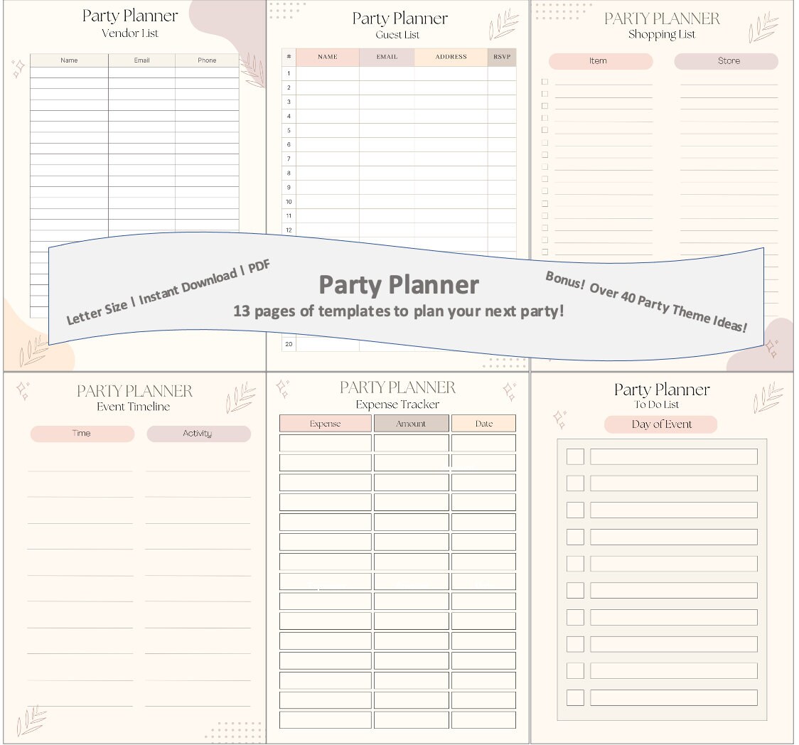 Printable Birthday Planner | Party Planner | Event Organizer | Event ...