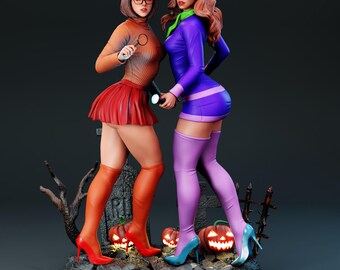 Daphne and Velma STL Files, Cartoon Duo 3D Print Model (Digital Download)