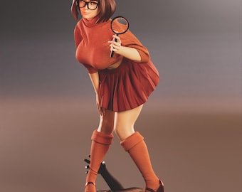 File STL di Velma Dinkley, statua della ragazza dei cartoni animati Mystery Solver, modello per stampa 3D, download digitale