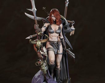 Red Sonja STL-Dateien, Barbarian Krieger 3D druckbare Statue (digitaler Download)
