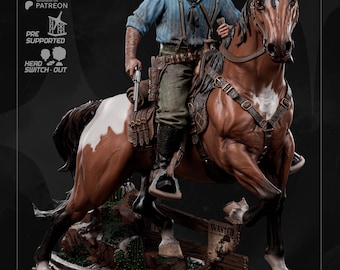 Arthur Morgan STL-Dateien, Red Dead Cowboy Outlaw Figur, Westernspiel 3D Druckmodell, digitaler Download