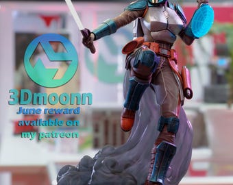 Bo-Katan Kryze STL Dateien, Mandalorianische Kriegerin Statue, Sci-Fi 3D Druckmodell Digitaler Download