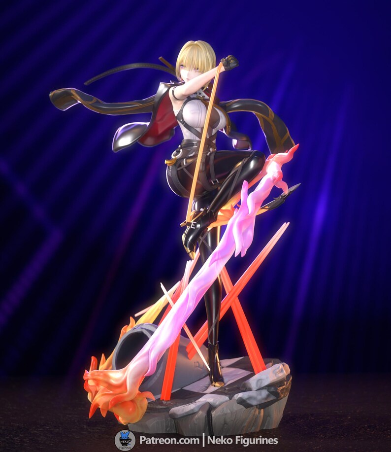 Evelyn Chevalier Zenless Zone Zero STL-figuurmodel (digitale download) afbeelding 5