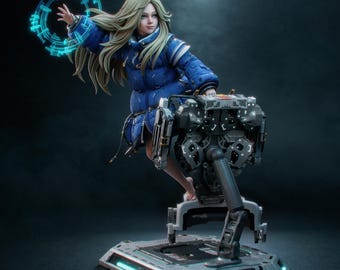 Diana Pragmata STL-bestanden, Sci-Fi Game Girl-standbeeld, 3D-printmodel digitale download
