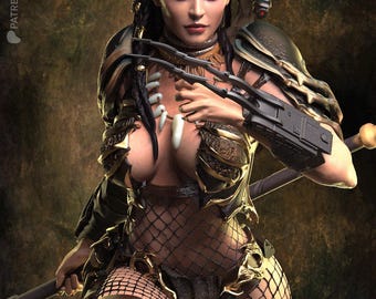 Machiko Noguchi Predator STL Files, Sci-Fi Female Hunter 3D Model (Digital Download)