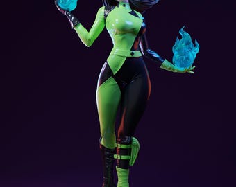 Green Flame Villainess 3D Druck STL, Kim Möglich Charaktermodell (Digitaler Download)