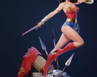 Wonder Woman STL-Dateien, Amazon Krieger Superheld Figur 3D Druckmodell, unterstützter Harz digitaler Download