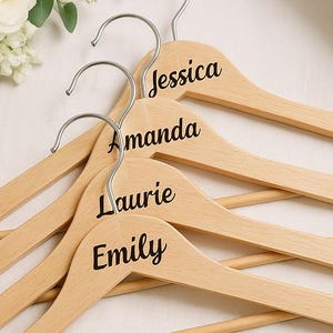 Personalized Wooden Bride Hangers for Wedding dress, Custom Name Engraved Hanger For Bridesmaid, Maid Of Honor, Matron of bride, Flower Girl