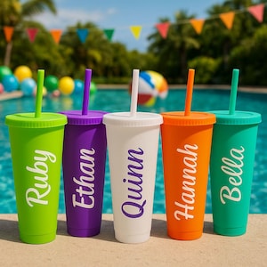 Personalised Name Cold Cup 24oz | Customized Starbucks Cup with Lid & Straw | Bridesmaid Gifts | Party | Birthday | Name Cup | Hen Party